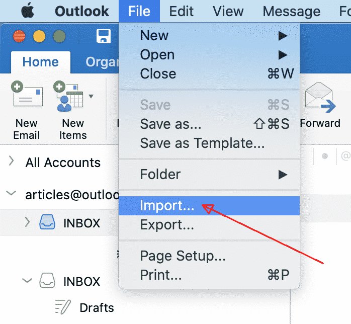 create new email file in outlook for mac
